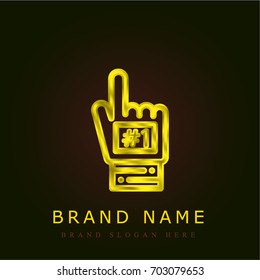 Glove golden metallic logo