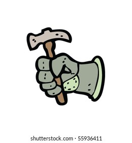 glove with hammer cartoon