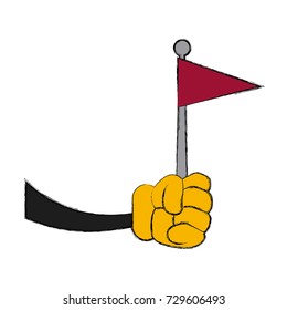 Glove hand with flag
