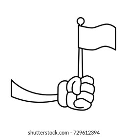 Glove hand with flag