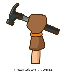Glove holding hammer