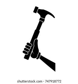 Glove holding hammer