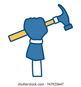Glove holding hammer
