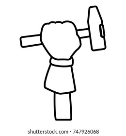 Glove holding hammer