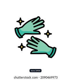 glove Icon. Coronavirus Protection Related Vector Icons. Contains such Icons as Protective Measures, Coronavirus Symptoms, Incubation Period, and more. EPS10