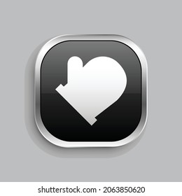 glove icon design. Glossy Button style rounded rectangle isolated on gray background.. Vector illustration