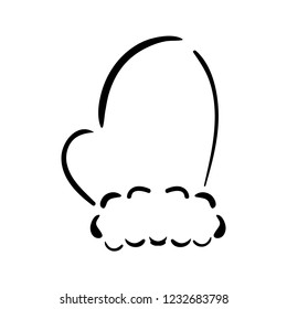 Glove icon doodle in linear sketch for christmas