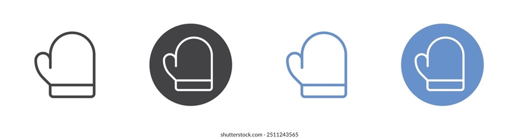 Glove icon Flat set in black and white color
