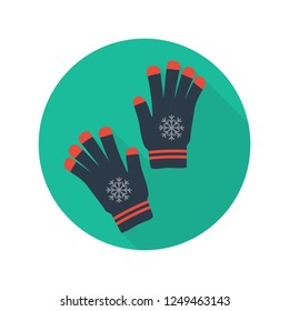 glove icon in flat style with long shadow, isolated vector illustration on white transparent background. Winter gloves icon vector