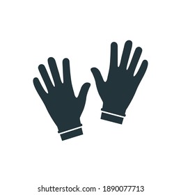 Glove Icon. Latex Protection Symbol Silhouette Vector Illustration Isolated On White. 