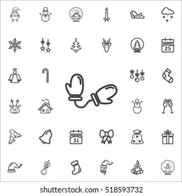 Glove icon on the white background. New Year set of icons. Christmas holidays