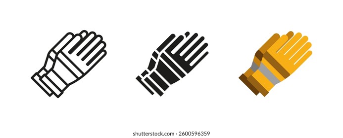 Glove icon. Protective work glove vector illustration. Safety equipment symbol for industrial and construction use. Durable hand protection pictogram for mechanics, workers and workplace security.