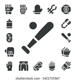 glove icon set. 17 filled glove icons.  Simple modern icons about  - Glove, Punching ball, Sponge, Baseball, Boxing gloves, Tongs, Football gloves, Gloves, Boxing shorts, Mitten