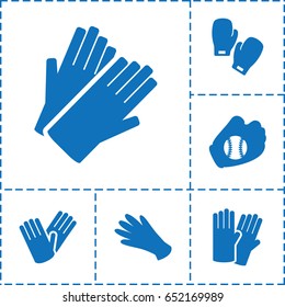 Glove icon. set of 6 glove filled icons such as glove