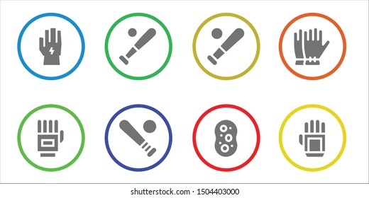 glove icon set. 8 filled glove icons.  Collection Of - Glove, Gloves, Baseball, Sponge