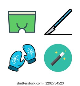 glove icon set. vector set about mitten, magic wand, boxer and scalpel icons set.