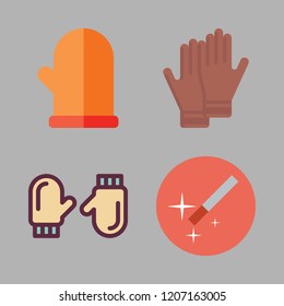 glove icon set. vector set about mitten, gloves, magic wand and mittens icons set.