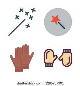 glove icon set. vector set about gloves, magic wand and mittens icons set.