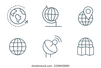 Glove icon set vector. symbol of the web, plane, location, map, and network antenna outline illustration