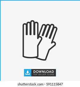 glove icon. Simple outline glove vector icon. On white background.
