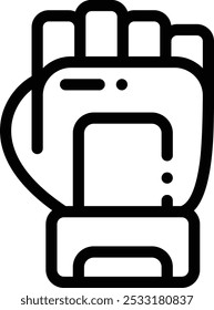 Handschuh-Symbol. Design mit dünnen linearen Stilen einzeln auf weißem Hintergrund
