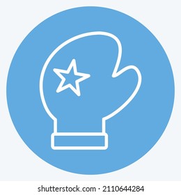 Glove Icon in trendy blue eyes style isolated on soft blue background
