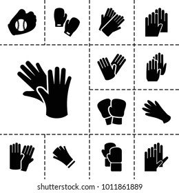 Glove icons. set of 13 editable filled glove icons such as glove