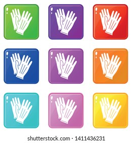 Glove icons set 9 color collection isolated on white for any design