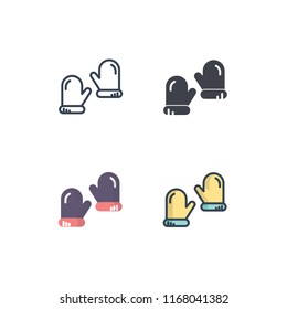 glove icons vector with four different style