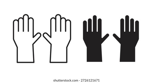 Símbolo de Vector de iconos de guantes con trazo editable y versiones planas