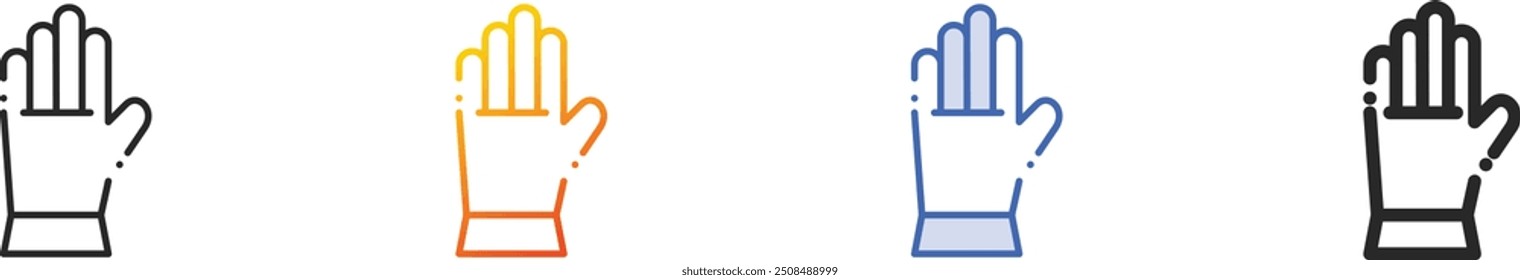 Handschuh-Symbol.Dünn linear, Farbverlauf, blauer Strich und fett Stildesign einzeln auf weißem Hintergrund