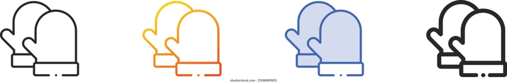 Handschuh-Symbol.Dünn linear, Farbverlauf, blauer Strich und fett Stildesign einzeln auf weißem Hintergrund