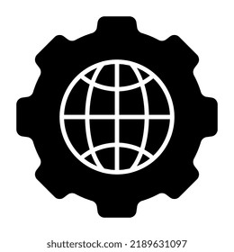        Glove inside gear, icon of global management