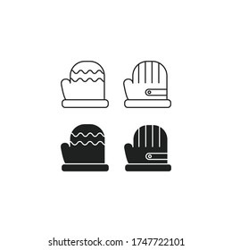 Glove line and solid icon. Winter mitten item with waves symbol, outline style pictogram on white background. Winter holiday sign for mobile concept and web design. Vector graphics