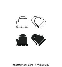 Glove line and solid icon. Winter mitten item with waves symbol, outline style pictogram on white background. Winter holiday sign for mobile concept and web design. Vector graphics