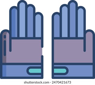 Ilustración vectorial de color lineal con guantes
