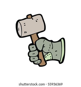 glove with mallet cartoon