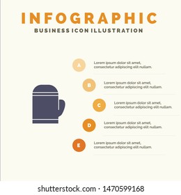 Glove, Microwave, Warm, Cold Solid Icon Infographics 5 Steps Presentation Background. Vector Icon Template background