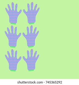 Glove pattern, stripe, knitting. Hand drawn.