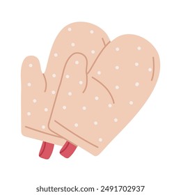 Glove potholders. Hot tableware mittens, baking glove for heat protection, cute pot holders flat vector illustration. Textile cooking potholders