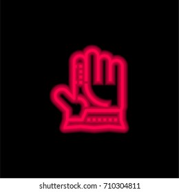 Glove red glowing neon ui ux icon. Glowing sign logo vector
