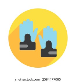 Glove rounded flat color icon, mini, small illustration. use for modern concept, print, UI, UX kit, web and app development. Vector EPS 10, related to industrial, business, finance, investment.
