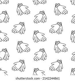 Glove seamless pattern doodle outline vector. Texture for background, label, print, packaging, merchandise, book, storefront, poster, fabric, wrapping, textile.