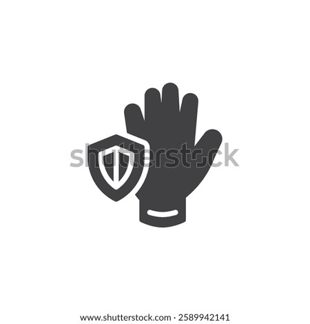 Glove with a shield vector icon. filled flat sign for mobile concept and web design. Cut Resistant Gloves glyph icon. Symbol, logo illustration. Vector graphics