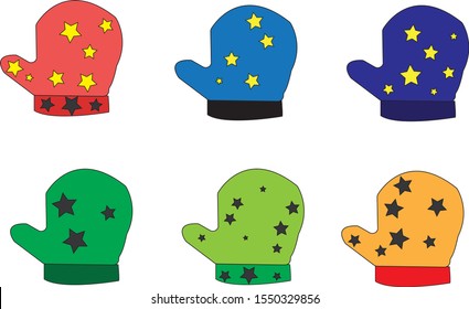 glove snow set icon winter illustration
