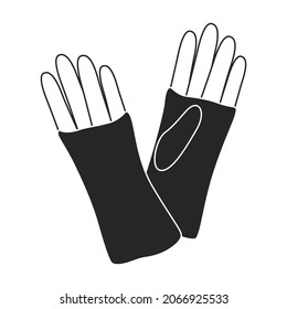 Handschuh, Vektorschwarz Symbol. Vektorgrafik-Accessoire für Hand auf weißem Hintergrund. Einziger schwarzer Illustrationssymbol für Handschuhe.