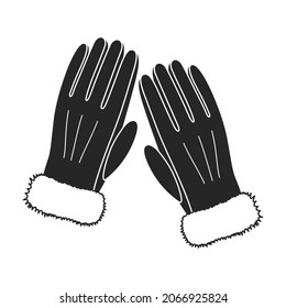 Icono negro del vector del guante. Accesorio de ilustración vectorial para mano sobre fondo blanco. Icono de ilustración negra aislada de la mano guante.