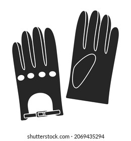Icono negro del vector del guante. Accesorio de ilustración vectorial para mano sobre fondo blanco. Icono de ilustración negra aislada de la mano guante.