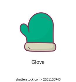 Ilustración de diseño de iconos de contorno de vector de guante. Símbolo de vacaciones en el archivo EPS 10 de fondo blanco