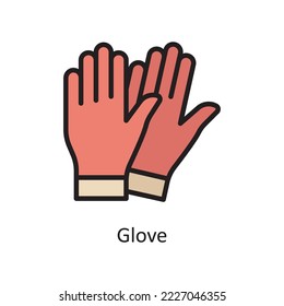 Glove  Vector Filled Outline Icon Design illustration. Housekeeping Symbol on White background EPS 10 File